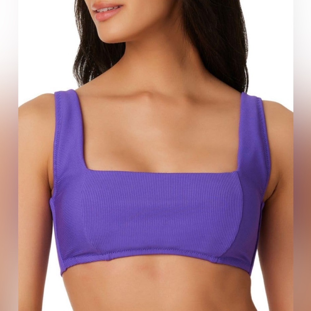 NWT Bar III Women's Micro Rib Sling Bandeau Bikini Top (Hibiscus)